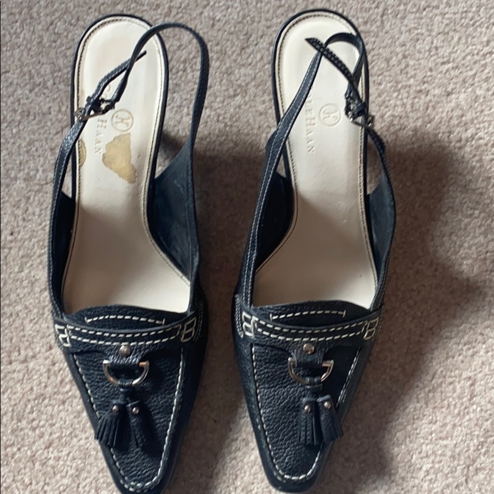 Cole Haan navy sling back shoes